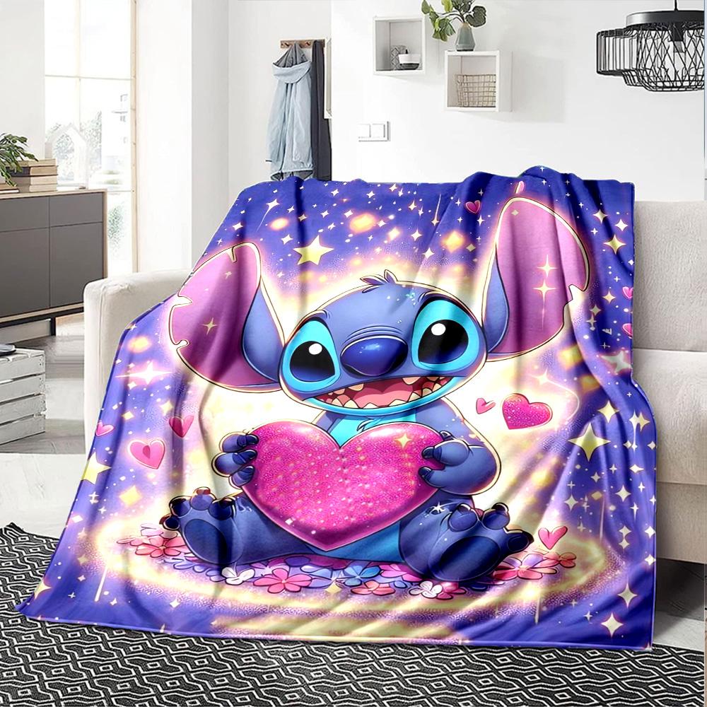 Stitch'S Heartfelt Adventure Flannel Blanket Super Soft Warm Cozy Blanket For Sofa Bed Office Travel Allseason Home Decor Gift
