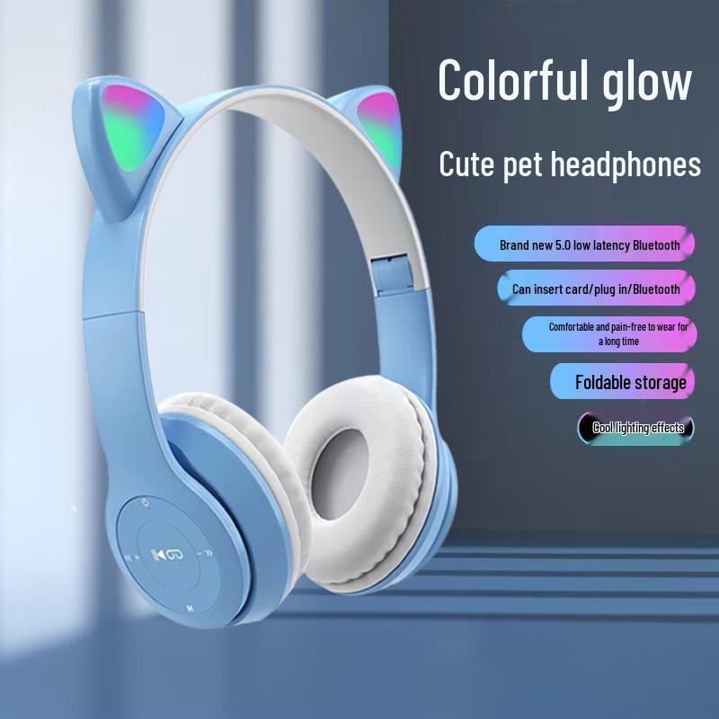 Беспроводные игровые наушники с кошачьими ушками Bluetooth P47M, с низкой задержкой, спортивный стиль