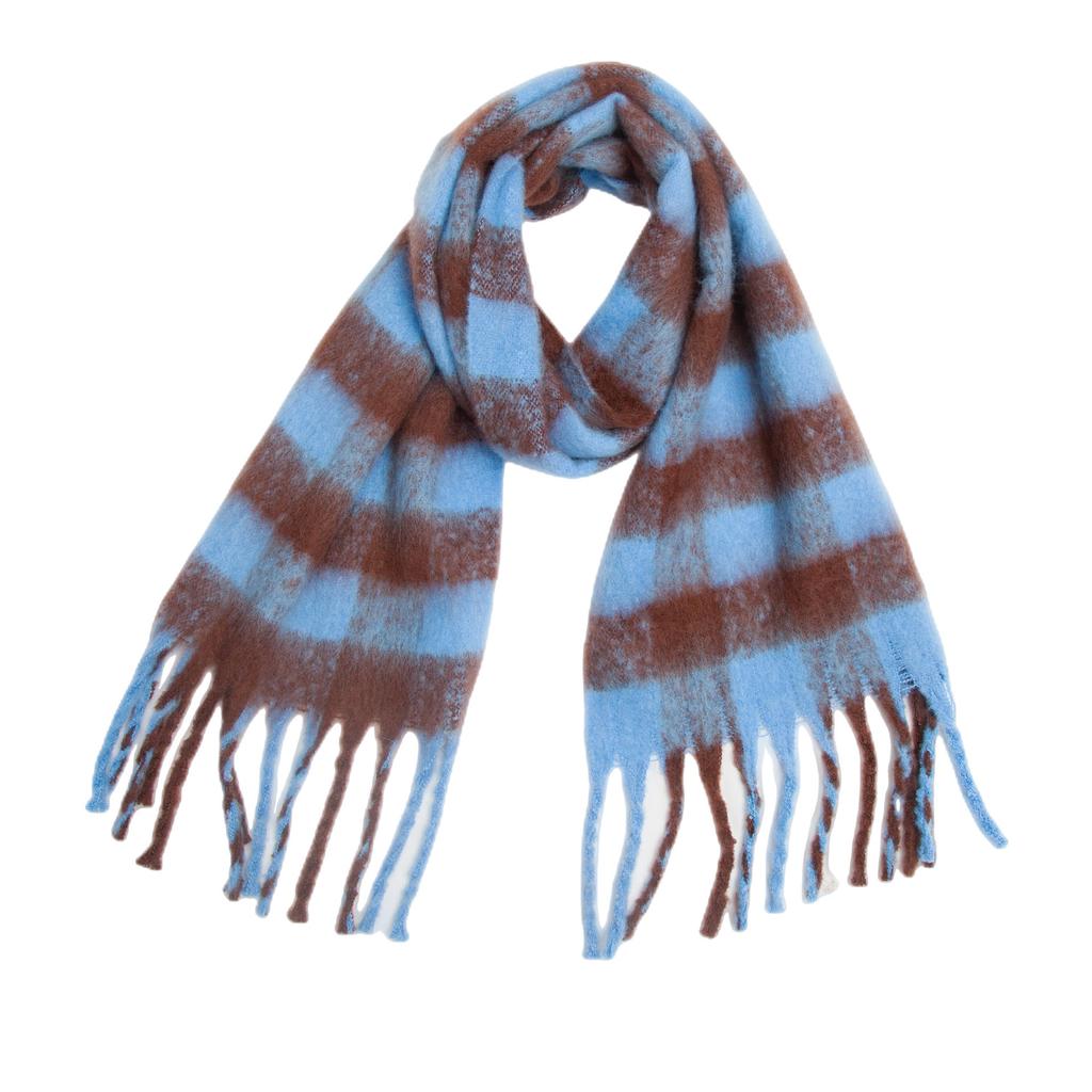 Autumn and Winter New Thickened Shawl Imitation Mohair Coarse Whiskers Colorful Plaid Scarf