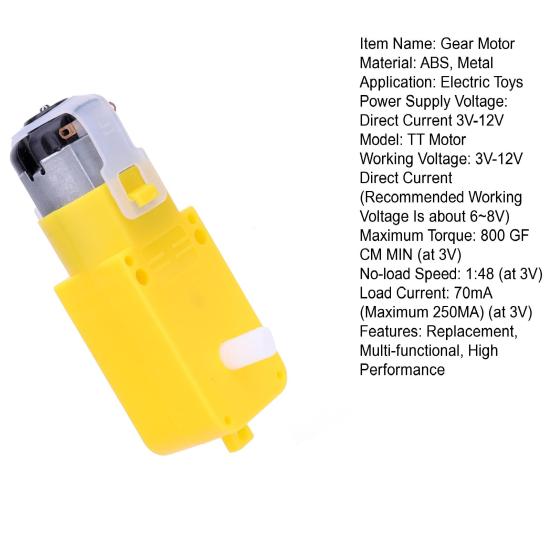 Double Shafts Gear Motor 3V-12V High Torque TT Motor DIY Robot Smart Car Toys Gear Motor Replacement Parts