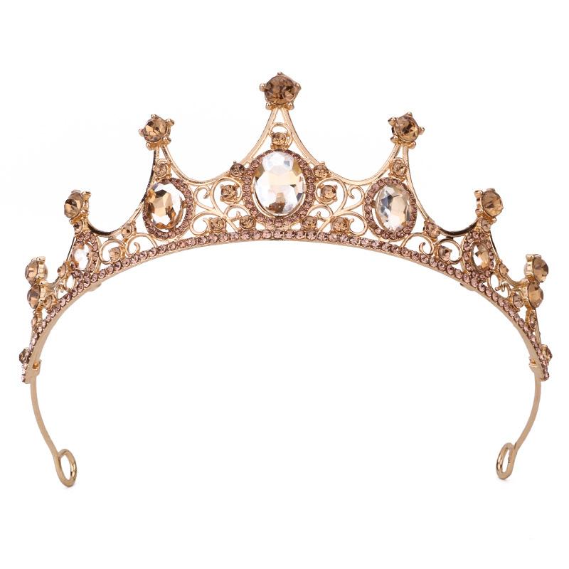 Baroque Bride Wedding Crown Tiara Wedding Dress Accessories Exquisite Alloy Rhinestone Crown Hair Accessories