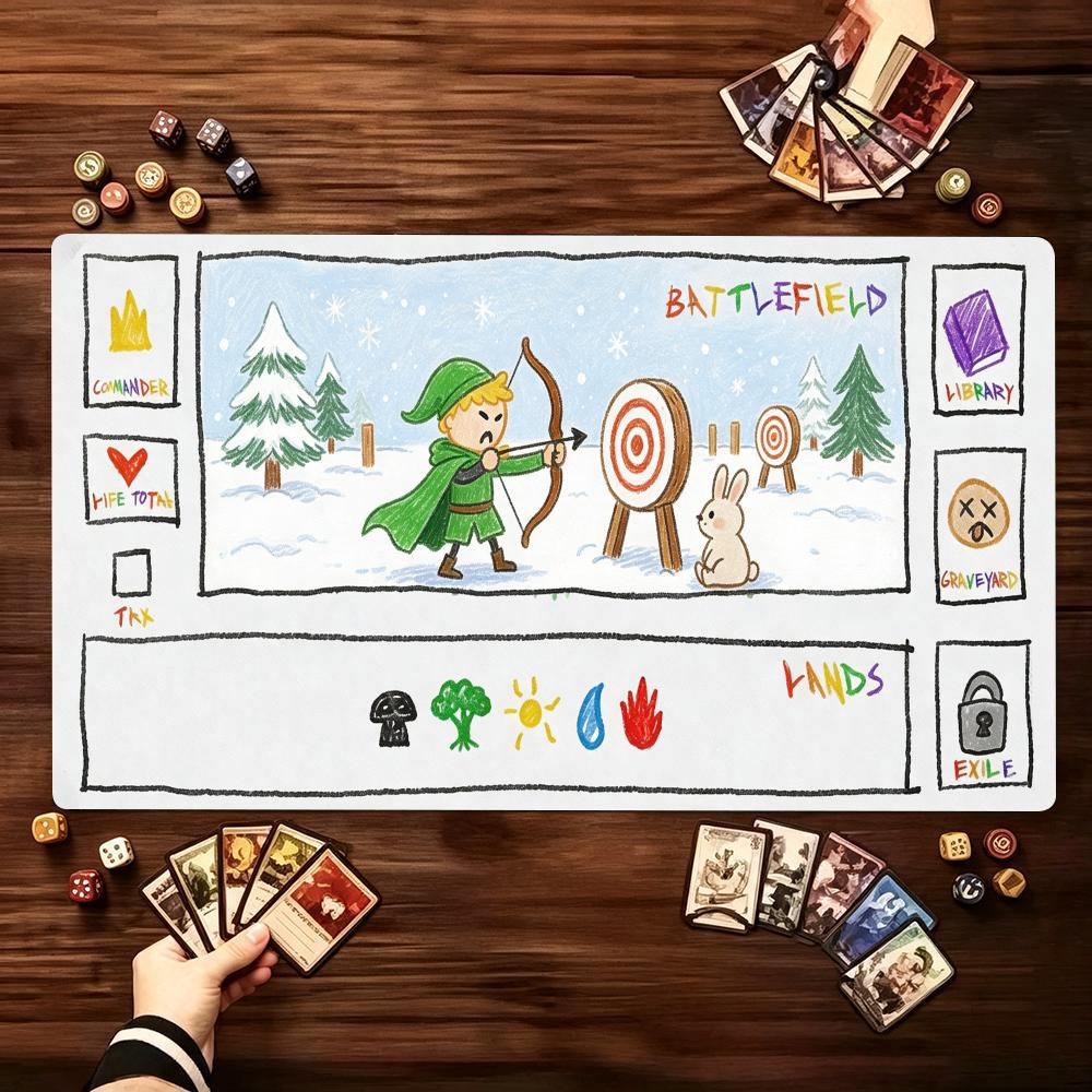 HandDrawn Forest Fairy Tale Large Game Playmat Non Slip Rubber Desk Mat For Card Gaming Laptop Keyboard Home Office Workspace