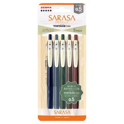 Zebra Гелевая ручка Sarasa Clip 0,5 мм Винтажные цвета Набор из 5 цветов N JJ15-5C-VI-N