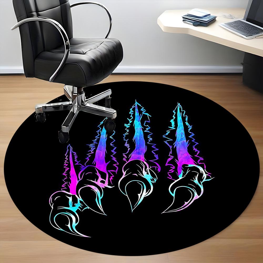 1pc Claw Marks Office Round Area Rug,  Mat Suitable For Office, Under Office Chairs Bedroom Living Room Home Decor, Room Deco