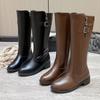 2025 New Winter Women's Knee-High Riding Equestrian Boots Leather Platform Shoes Woman Long Boots Office Lady Footwear Botas