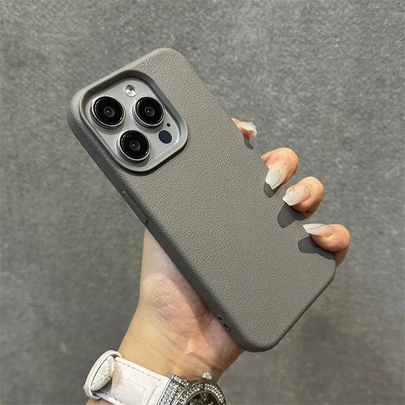 Роскошный Матовый Мягкий Кожаный Чехол-Конфетка Для iPhone 15 14 Plus 13 12 11 16 Pro Max Защита Камеры Ударопрочный Силиконовый Чехол
