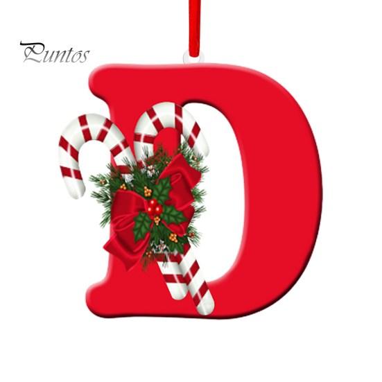 Подвесные украшения красного цвета из 26 букв со шнурком и рождественскими цветочными подвесками Рождественская елка Украшение в виде капли Праздничная вечеринка Новый год Рождество