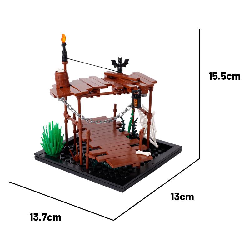 MOC Кубики Игрушки Оружие Средневековый Город Строительные Блоки Фигурки Солдат Сторожевая Башня Дозорная Башня Подвесная Клетка Щит Аксессуар Дети