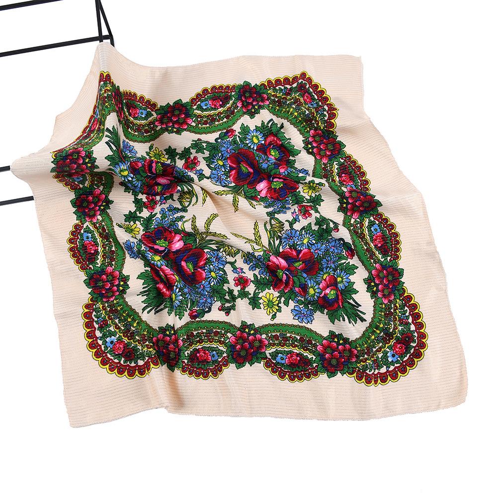 70*70 см золотой нитью с цветочным принтом русский квадратный шарф для женщин