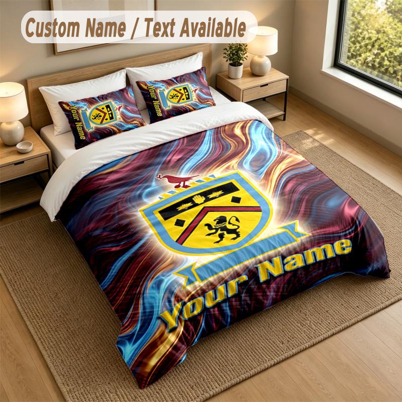 3Pcs Bedding Set Custom Name Text, 1 Sheet 2 Pillowcases Home Bed DecorBurnley Football