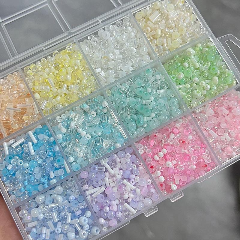 Summer Ice Cream Soda Color Glass Rice Beads Mixed Color Diy Handmade Beaded Bracelet Necklace Jewelry Material Package
