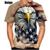 Summer Round Neck American Flag Eagle Pattern 3D Print Top Fashionable Casual Short Sleeved Men's T-shirts