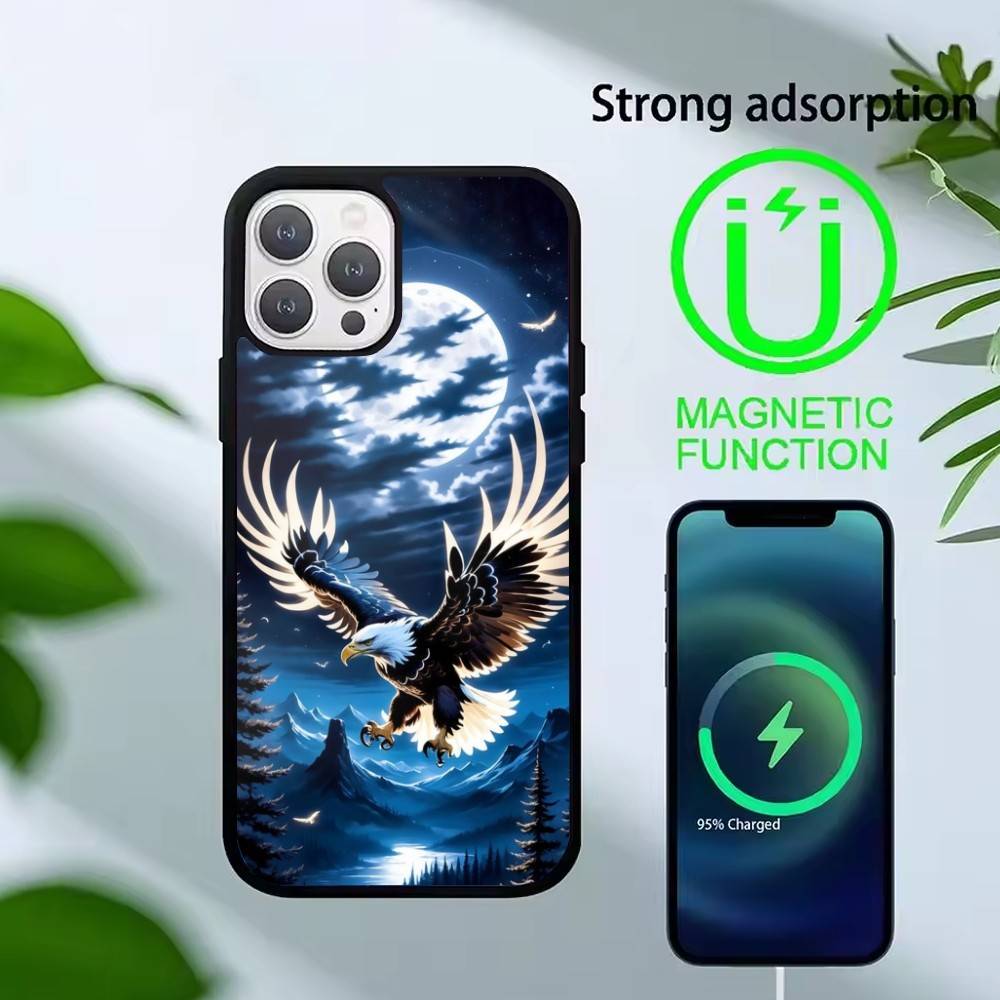 Cool Eagle Phone Case For iPhone17,16,15,14,13 Plus,Pro Max Magnetic For Magsafe Wireless Charging