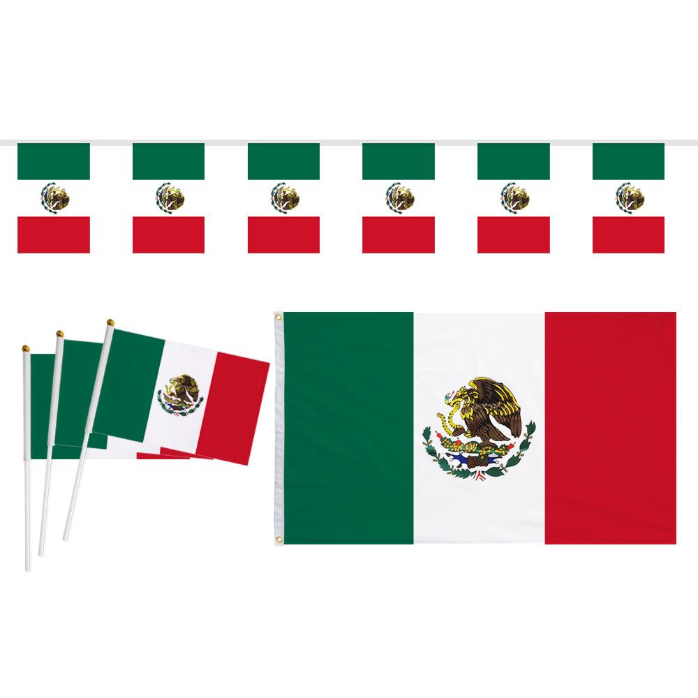Mexico Flag 14*21 20*28cm Mexican Hand-Waving Flag US-Canada-Mexico World Cup Polyester Flag with