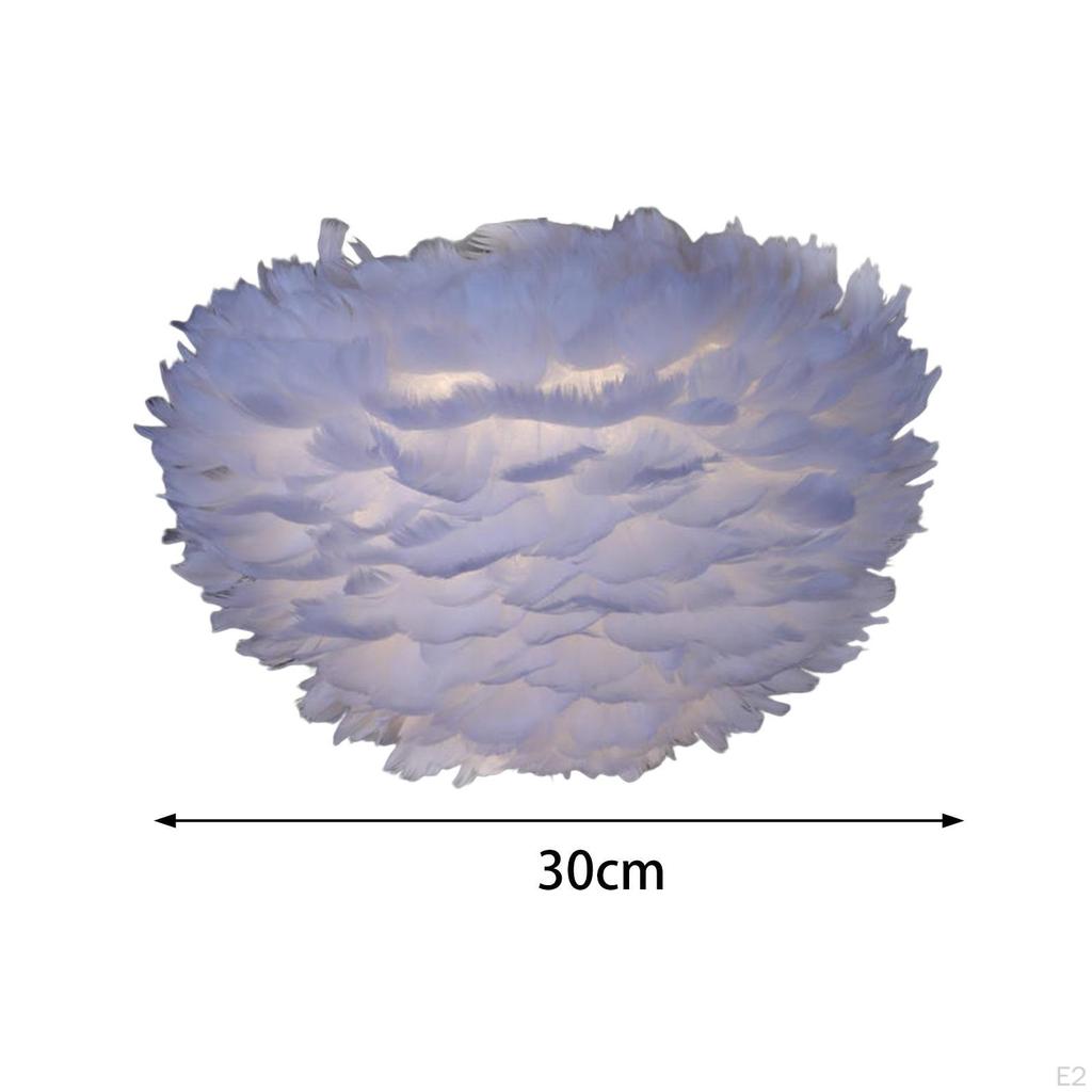 Feather Lamp Shade Desk Cover Accessory Modern Decor Night Light Holder Cage Floor for
