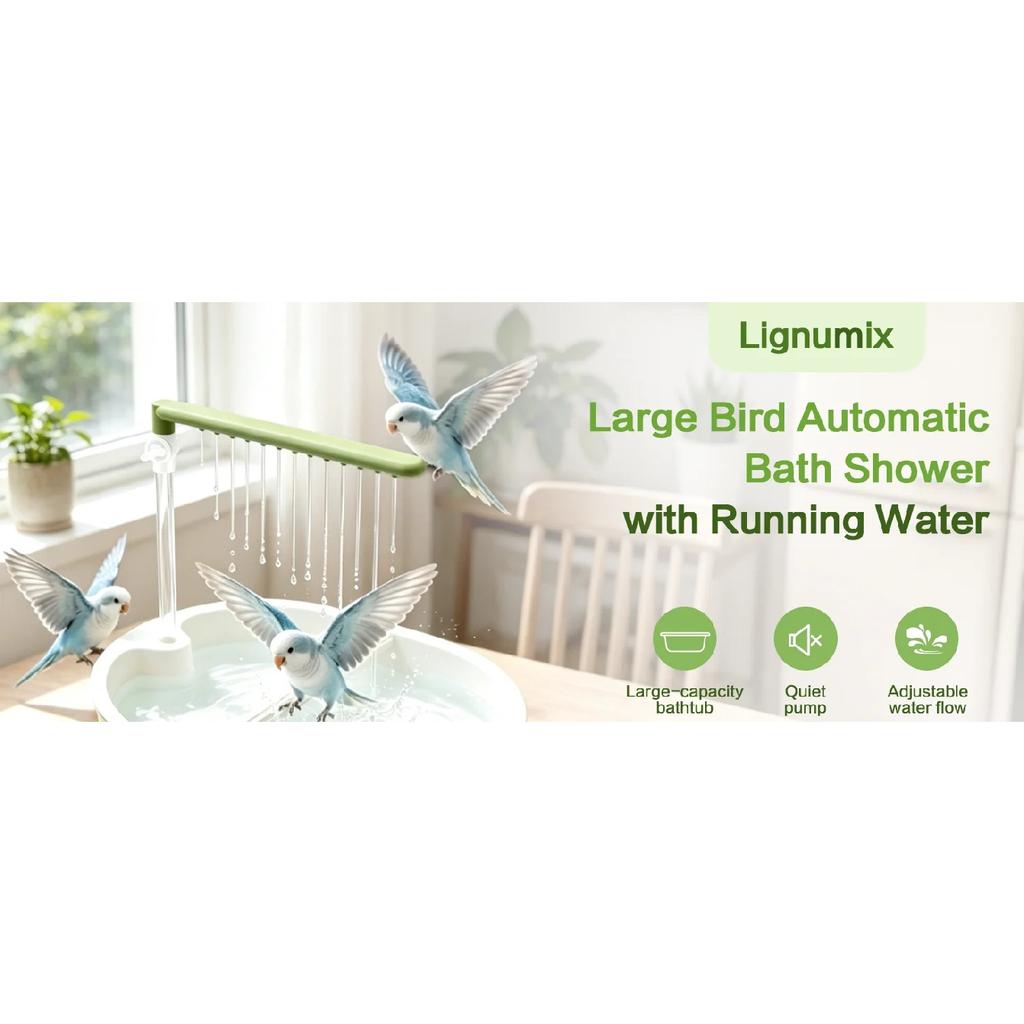 Quiet Pump Automatic Bird Bath Detachable BPA Free Shower Tub Adjustable Water Flow for Parakeet Cage