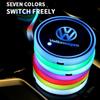 VW 1/2pcs Car Luminous Coasters Water Cup Mat Holder Auto Styling For VW GTI Jetta Golf Beetle CC EOS R32 MK4 golf 4 motion MTM