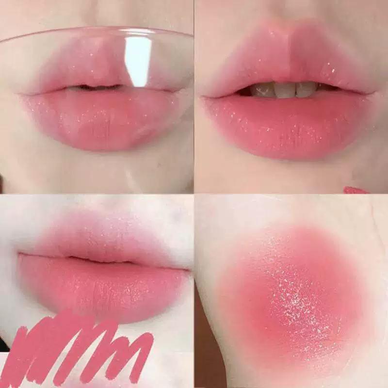 Young Girl Color Air Lip Mud Rose Pink Peach Color Korean Girl Group Color Fine Shimmer Lipstick Flower Niche Lip Glaze