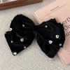 Luxury Bow Love Rhinestone Hairpins Fashion Black Velvet Large HairClips for Women Girls Sweet Temperament Barrettes Headdress
