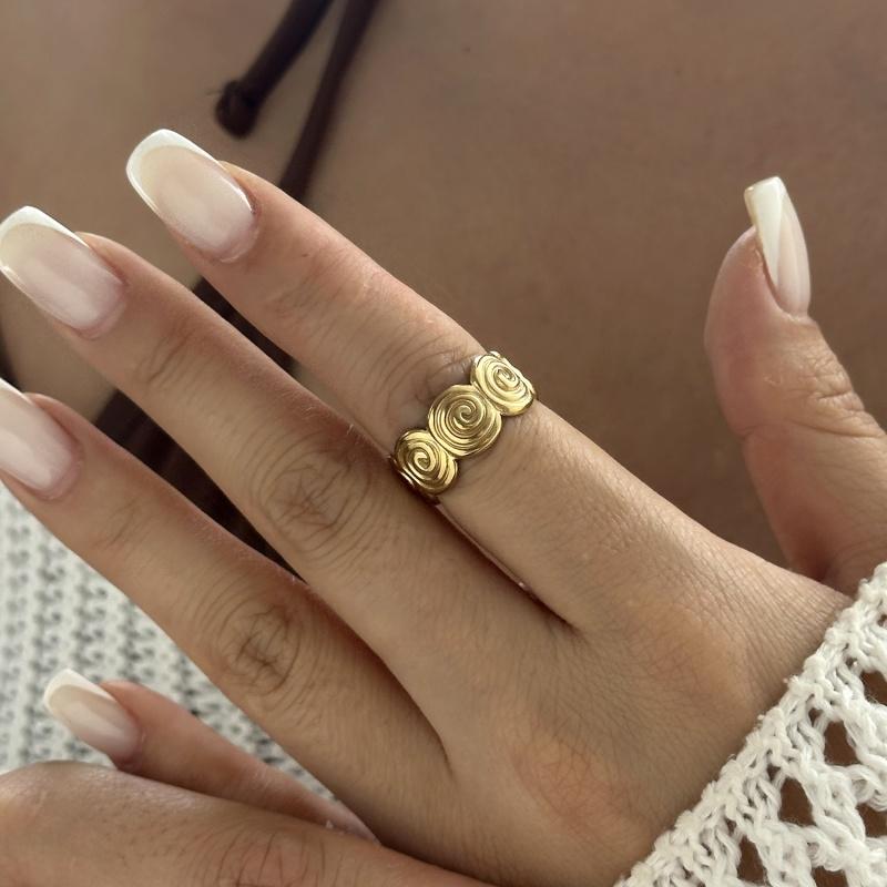 European and American Fashion Shell Starfish Open Rings For Women Gold Color Stainless Steel Adjustable Ring Party Jewelry Gift