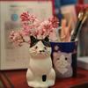 1PC Cute Cat-themed Vase Cat Pottery Multi-Functional Pen Holder Ceramic Cat Decor Cat Lover Gift Idea 6.7x6.3x12cm