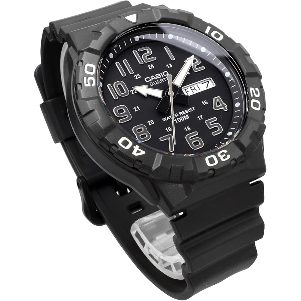 Casio Стандартные Кварцевые Часы с Большим Циферблатом MRW-210H-1AV Мужские Черно-Серебристые Зарубежная Модель