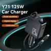 YESIDO Y71 125W Fast Charging USB A + Type C Car Charger with Retractable Cable and iP Adapter