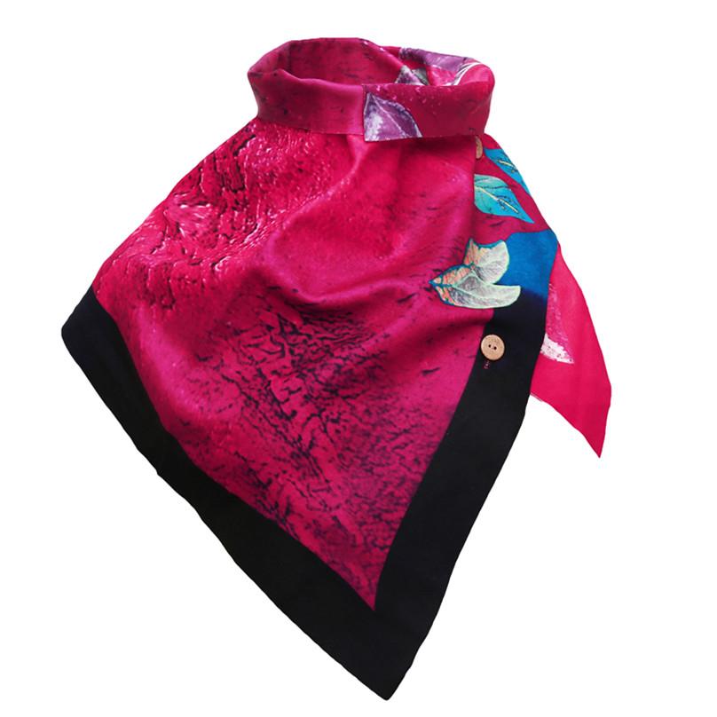 Exquisite Women's Halloween Printed Leaf Scarf Fashion Warm Bib Winter Diagonal Scarf