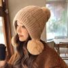 Thicken Beanie Earflap Hat Women Winter Hats Cotton Lined Pom Pom Hats for Womens Warm Thick Knit Cap