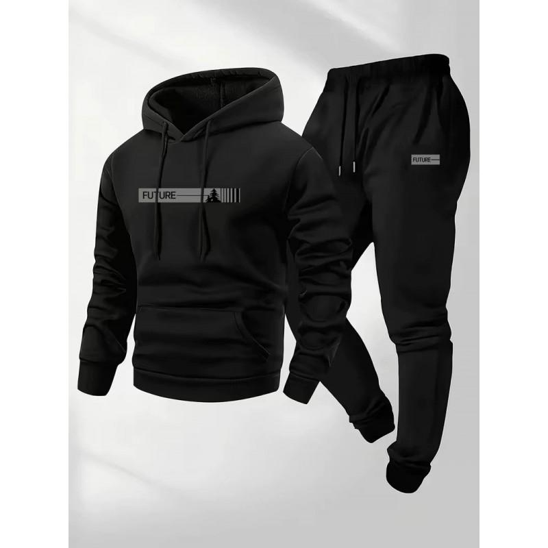Mens Hooded Sweatshirt Tracksuit Set Cotton Blend Loungewear Young Adults