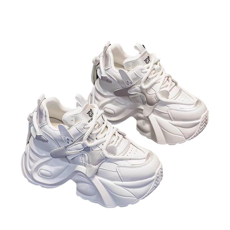 Новые весенне-осенние женские туфли на высоком каблуке, туфли на платформе в стиле «папиных кроссовок», с внутренней высотой, увеличивающей рост, супермягкие «папины кроссовки», спортивная повседневная обувь для широкой стопы