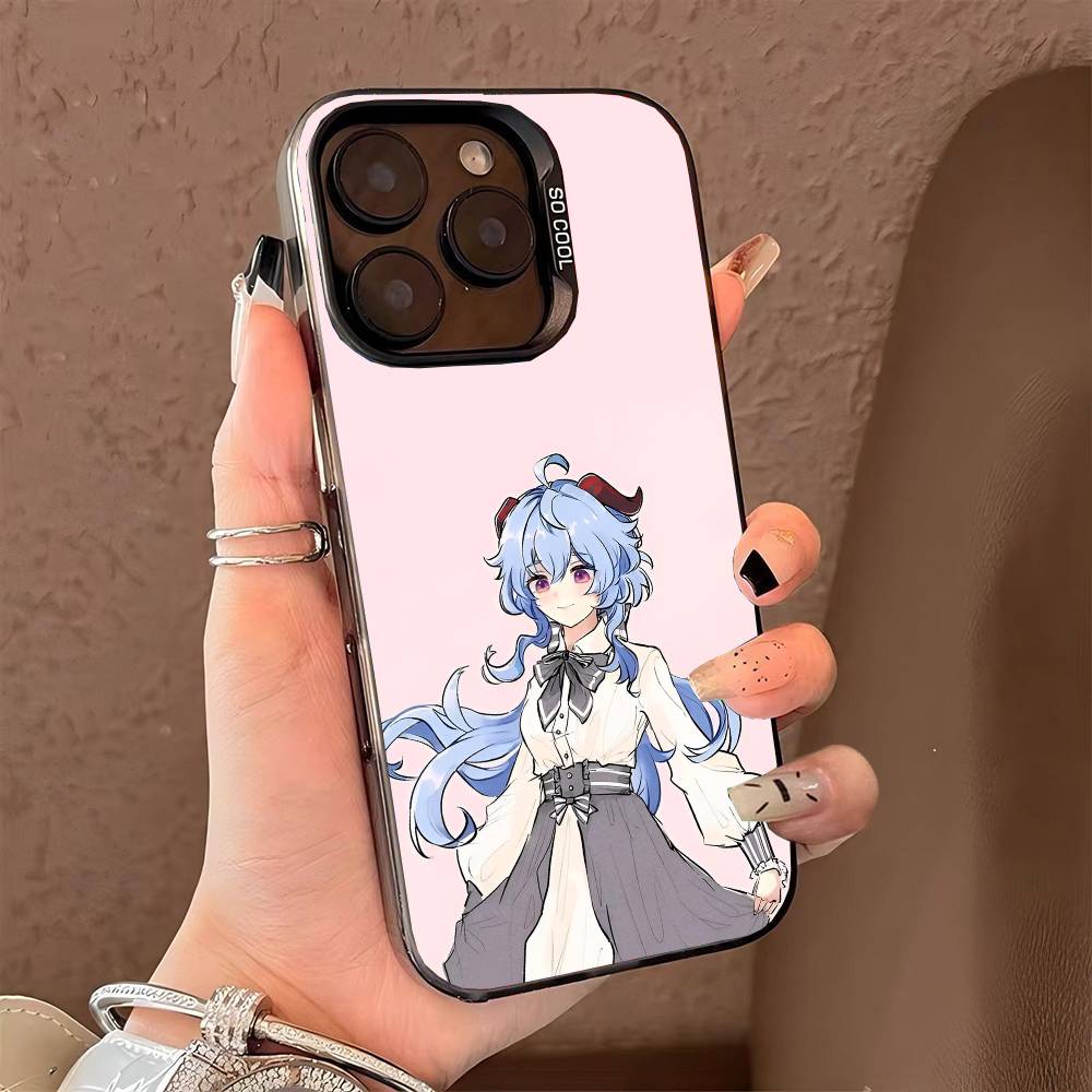 Чехол для телефона Ganyu Genshin Impact для iPhone 17 17Air 16 15 14 13 12 11 Pro Max Plus Цветной Серебристый