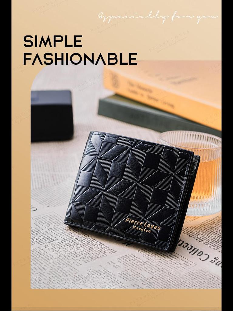 Мужской короткий мягкий кошелек тройного сложения с отделениями для нескольких карт - модный и повседневный