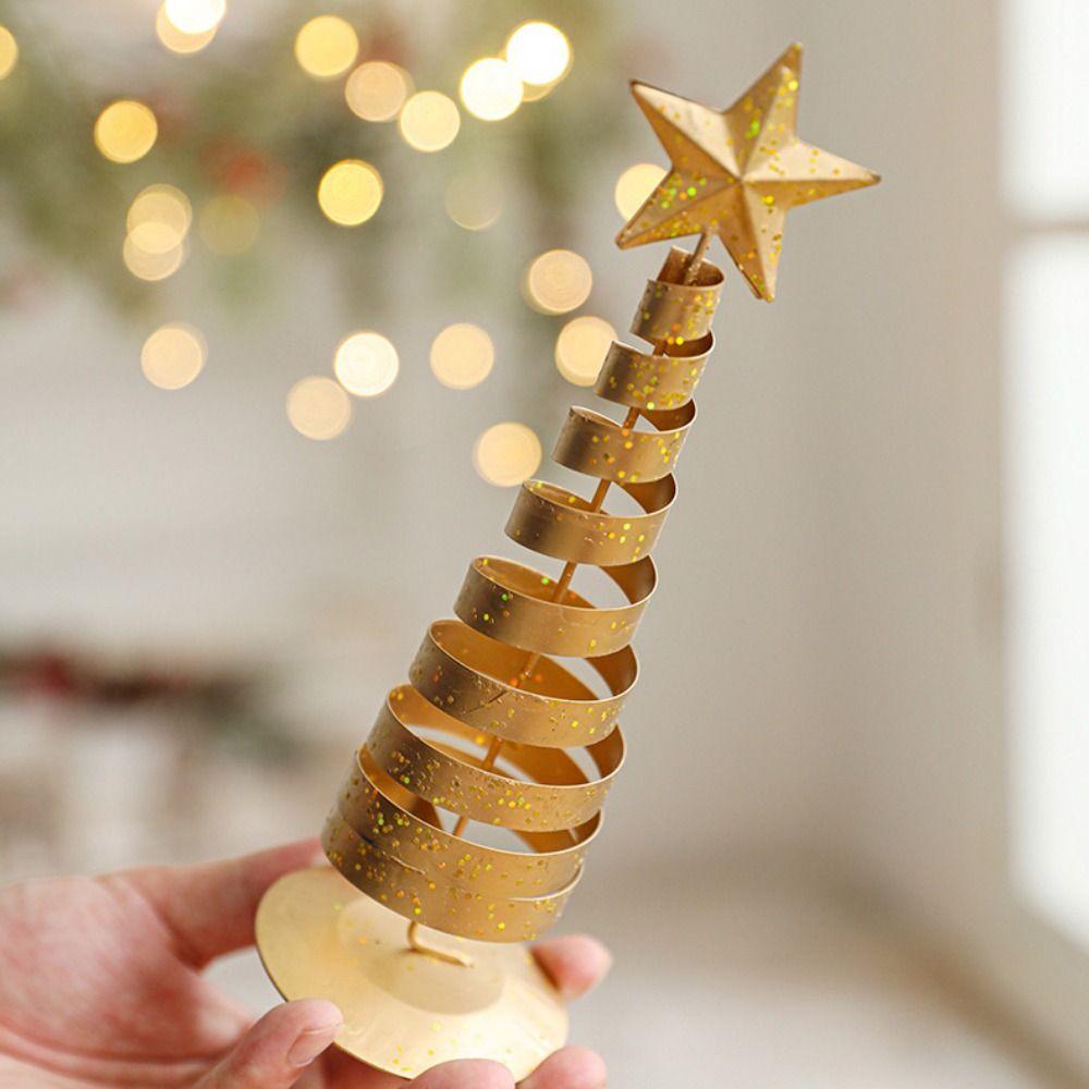 Five-pointed Star Iron Christmas Tree Gold Desktop Decoration Mini Christmas Tree Home Decoration