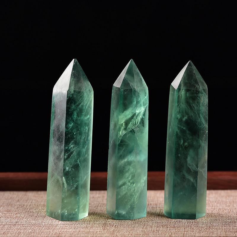 Radiant Natural Green Fluorite Quartz Crystal Point Hexagonal Wand For Healing And Reiki