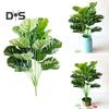1 Bouquet Artificial Monstera Green Plastic Fake Monstera Floral Foliage Plant