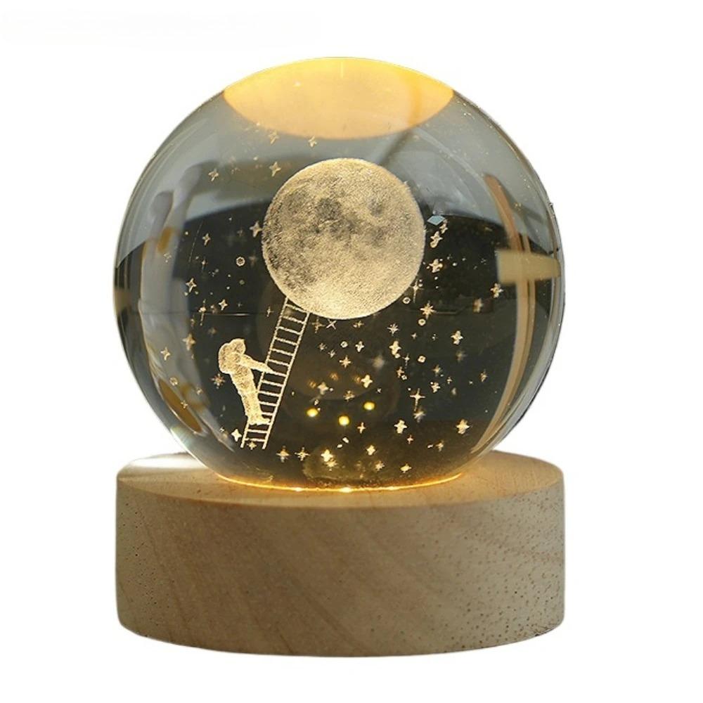 Уникальный 3D хрустальный шар с проекцией галактики и планет, USB ночник, подходит для украшения рабочего стола и домашнего декора