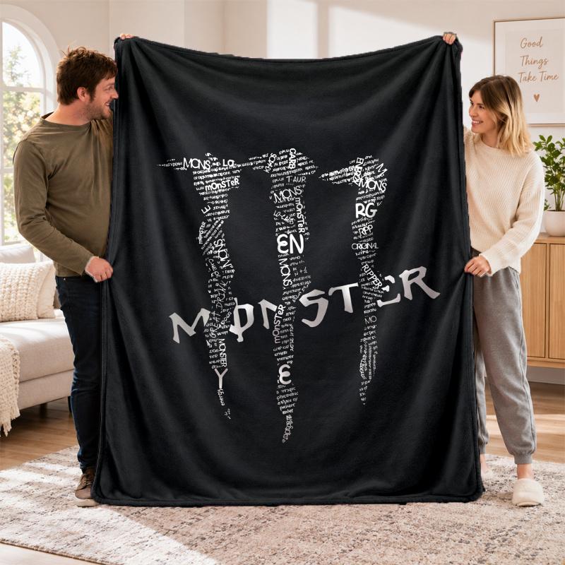 Flannel Fleece Blanket with Monster Energy Design, Soft Lightweight Throw for Bed Sofa Travel