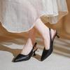 Slingback Sandals Women Summer Casual Point Toe Leather Shoes For Women Low Heels Comfort Mules Party Shoes Ladies