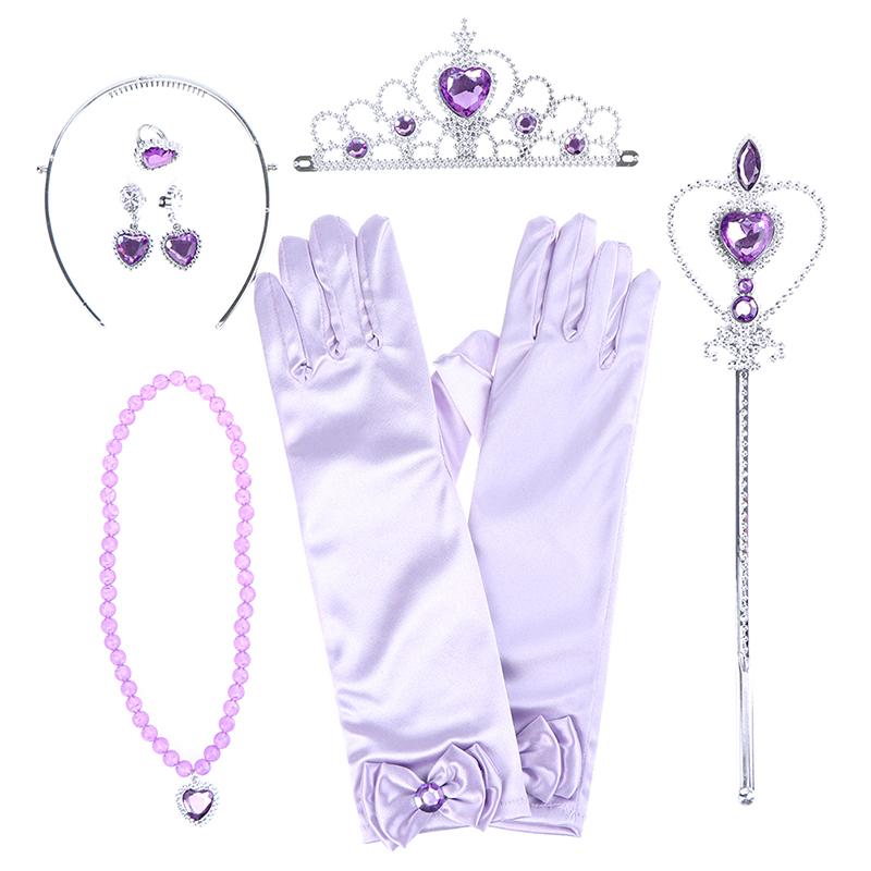 6 шт./компл. Принцесса Корона Волшебная палочка Ожерелье Перчатки Аксессуары Девочки Косметические наборы
