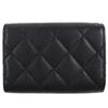 Great CHANEL COCO Mark Matelasse Small Flap Wallet Caviar skin AP4173 Used