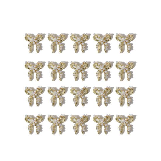 20Pcs Nail Decoration Shiny Visual Effect Show Unique Charm Alloy Excellent Bow-knot Ornament Manicure Nails Accessories for Salon