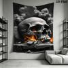 Skull Artwork Dark Dramatic Tapestry Wallmounted Background Cloth Atmospheric Background Cloth Homestay Soft Decoration Tapestry Wall Decoration
