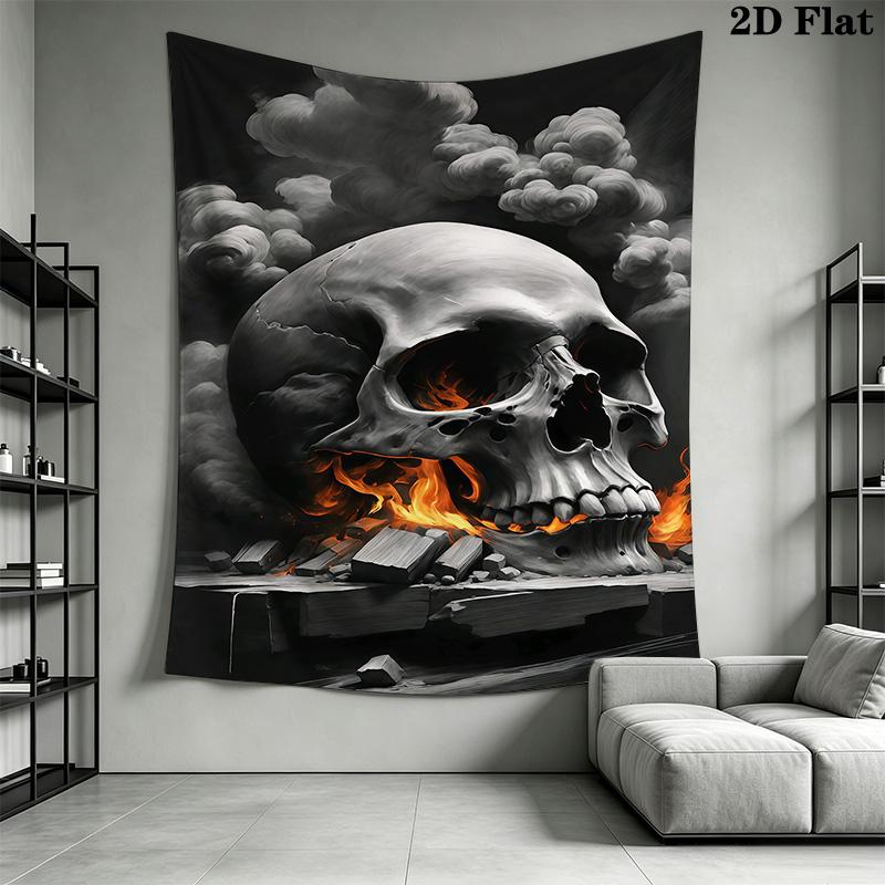 Skull Artwork Dark Dramatic Tapestry Wallmounted Background Cloth Atmospheric Background Cloth Homestay Soft Decoration Tapestry Wall Decoration