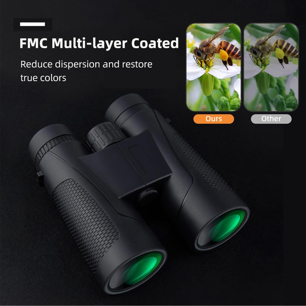 12X42 Binoculars Telescope for Adults FMC Optical Lens BAK4 Prisms Daily Life Water Resistant with Carrying Bag for