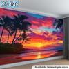 2D plane 1 piece of bold-colored tropical beach sunset-themed banner background fabric