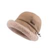 Autumn and winter new plush bucket hat women's plush thickened Internet celebrity knitted warm hat small face versatile Mongolian hat