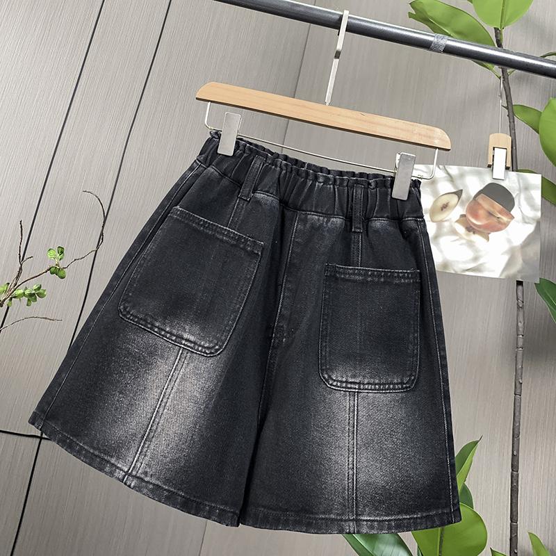 DIMANAF Plus Size 2025 Summer Women Shorts Pants Elastic Loose Pockets Jeans Short High Waist Casual Basic Pants Maxi