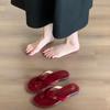 Red Flip-flops Women's Slippers Women's Summer Wear Fashion Toe Sandals French Small Fragrant Flat Beach Shoes