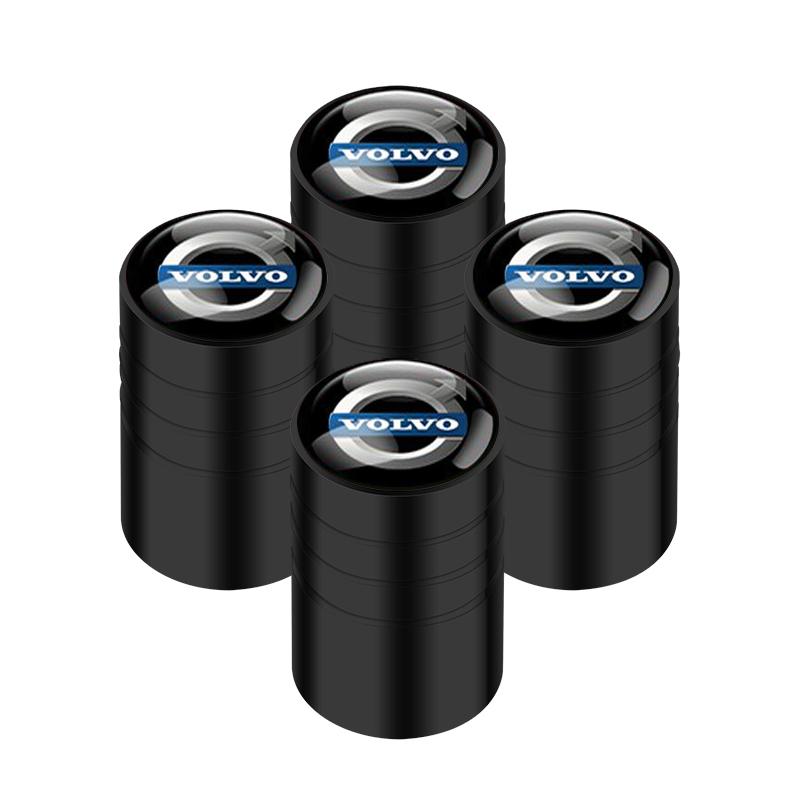 For Volvo 4pcs Car Badges Wheel Tire Valve Stem Caps Covers Auto Accessories For Volvo R Design Xc60 V60 S60 V40 V50 S40 S80 C30